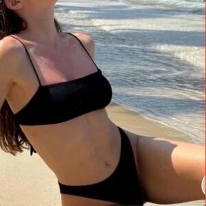 NWT Tan Through Better Tan Black Bikini Set